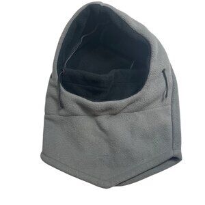 Fleece Gray Balaclava Hood With Adjustable Drawstrings One Size Fits All 11s
